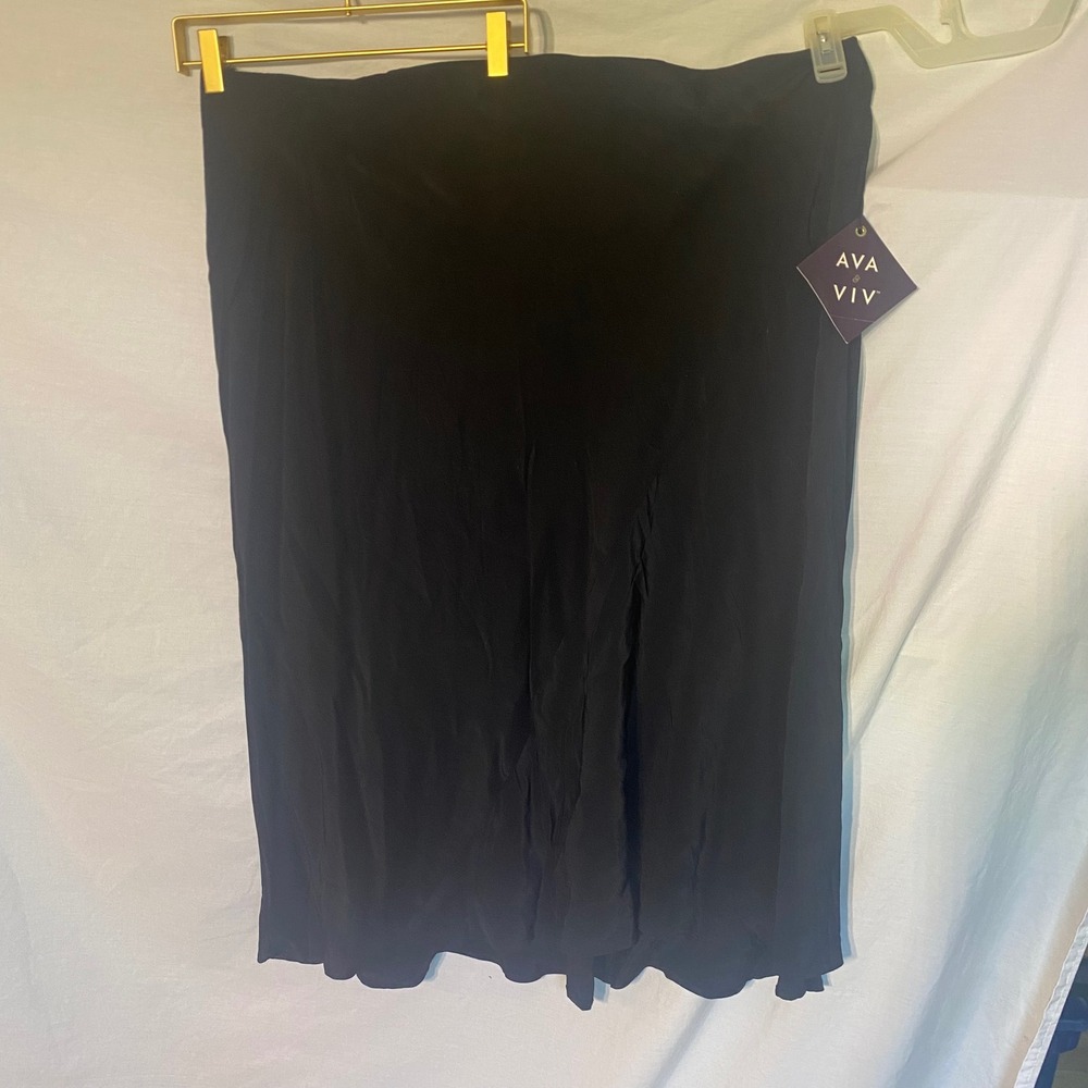 Ava & Viv Black Rayon Midi Skirt Plus Size 2X NWT